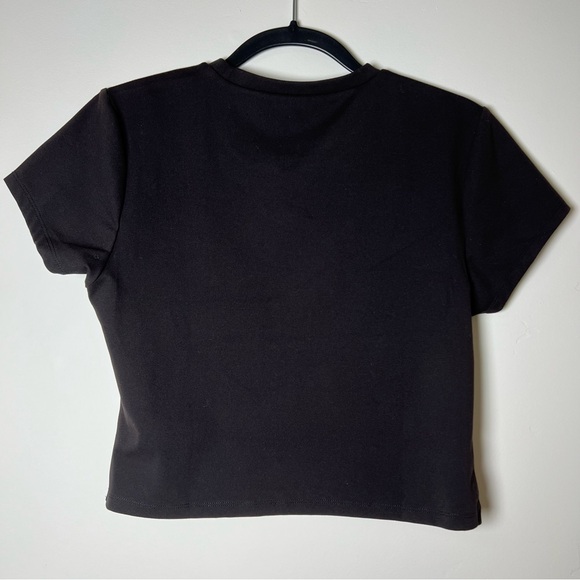 Bebe T-Shirt Crop top Black Tee – Size L – NWOT Gold Glam - Picture 8 of 11